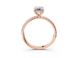 Rose gold Emerald Cut Diamond Solitaire Ring with Four-Prong Setting and Pavé Band_6