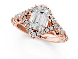 Rose gold Emerald Cut Diamond Solitaire Ring with Hidden Halo and Pavé Band_28