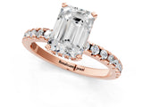 Rose gold Emerald Cut Diamond Solitaire Ring with Pavé Band and Four-Prong Setting_1