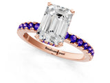 Rose gold Emerald Cut Diamond Solitaire Ring with Pavé Band and Four-Prong Setting_1