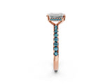 Rose gold Emerald Cut Diamond Solitaire Ring with Pavé Band and Four-Prong Setting_2