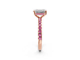 Rose gold Emerald Cut Diamond Solitaire Ring with Pavé Band and Four-Prong Setting_2