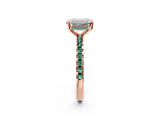 Rose gold Emerald Cut Diamond Solitaire Ring with Pavé Band and Four-Prong Setting_2