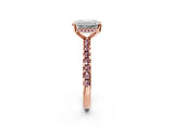 Rose gold Emerald Cut Diamond Solitaire Ring with Pavé Band and Four-Prong Setting_2