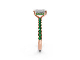 Rose gold Emerald Cut Diamond Solitaire Ring with Pavé Band and Four-Prong Setting_2