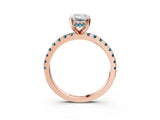 Rose gold Emerald Cut Diamond Solitaire Ring with Pavé Band and Four-Prong Setting_3