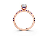 Rose gold Emerald Cut Diamond Solitaire Ring with Pavé Band and Four-Prong Setting_3