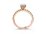 Rose gold Emerald Cut Diamond Solitaire Ring with Pavé Band and Four-Prong Setting_3
