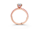 Rose gold Emerald Cut Diamond Solitaire Ring with Pavé Band and Four-Prong Setting_3