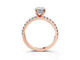 Rose gold Emerald Cut Diamond Solitaire Ring with Pavé Band and Four-Prong Setting_3
