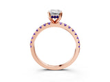 Rose gold Emerald Cut Diamond Solitaire Ring with Pavé Band and Four-Prong Setting_3