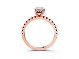 Rose gold Emerald Cut Diamond Solitaire Ring with Pavé Band and Four-Prong Setting_3