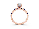 Rose gold Emerald Cut Diamond Solitaire Ring with Pavé Band and Four-Prong Setting_3
