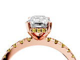 Rose gold Emerald Cut Diamond Solitaire Ring with Pavé Band and Four-Prong Setting_4