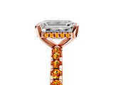 Rose gold Emerald Cut Diamond Solitaire Ring with Pavé Band and Four-Prong Setting_5