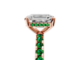 Rose gold Emerald Cut Diamond Solitaire Ring with Pavé Band and Four-Prong Setting_5