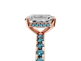 Rose gold Emerald Cut Diamond Solitaire Ring with Pavé Band and Four-Prong Setting_5