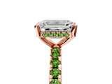 Rose gold Emerald Cut Diamond Solitaire Ring with Pavé Band and Four-Prong Setting_5