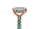 Rose gold Emerald Cut Diamond Solitaire Ring with Pavé Band and Four-Prong Setting_5