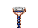 Rose gold Emerald Cut Diamond Solitaire Ring with Pavé Band and Four-Prong Setting_5