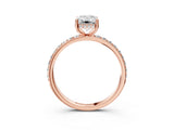 Rose gold Emerald Cut Diamond Solitaire Ring with Pavé Band and Hidden Halo_23
