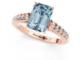 Rose gold Emerald Cut Diamond Solitaire Ring with Pavé Band and Prong Setting_1