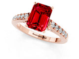 Rose gold Emerald Cut Diamond Solitaire Ring with Pavé Band and Prong Setting_1