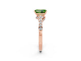 Rose gold Emerald Cut Diamond Solitaire Ring with Pavé Band and Prong Setting_2