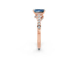 Rose gold Emerald Cut Diamond Solitaire Ring with Pavé Band and Prong Setting_2