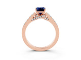 Rose gold Emerald Cut Diamond Solitaire Ring with Pavé Band and Prong Setting_3