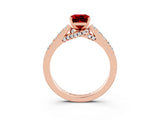 Rose gold Emerald Cut Diamond Solitaire Ring with Pavé Band and Prong Setting_3