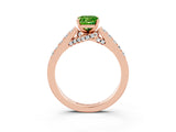 Rose gold Emerald Cut Diamond Solitaire Ring with Pavé Band and Prong Setting_3