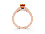 Rose gold Emerald Cut Diamond Solitaire Ring with Pavé Band and Prong Setting_3