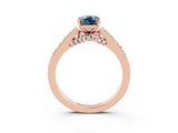 Rose gold Emerald Cut Diamond Solitaire Ring with Pavé Band and Prong Setting_3