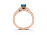 Rose gold Emerald Cut Diamond Solitaire Ring with Pavé Band and Prong Setting_3