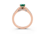Rose gold Emerald Cut Diamond Solitaire Ring with Pavé Band and Prong Setting_3