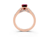 Rose gold Emerald Cut Diamond Solitaire Ring with Pavé Band and Prong Setting_3