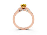 Rose gold Emerald Cut Diamond Solitaire Ring with Pavé Band and Prong Setting_3