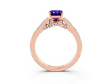 Rose gold Emerald Cut Diamond Solitaire Ring with Pavé Band and Prong Setting_3