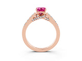 Rose gold Emerald Cut Diamond Solitaire Ring with Pavé Band and Prong Setting_3