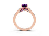 Rose gold Emerald Cut Diamond Solitaire Ring with Pavé Band and Prong Setting_3