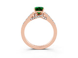 Rose gold Emerald Cut Diamond Solitaire Ring with Pavé Band and Prong Setting_3