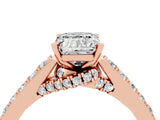 Rose gold Emerald Cut Diamond Solitaire Ring with Pavé Band and Prong Setting_4