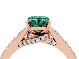 Rose gold Emerald Cut Diamond Solitaire Ring with Pavé Band and Prong Setting_4