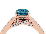 Rose gold Emerald Cut Diamond Solitaire Ring with Pavé Band and Prong Setting_4
