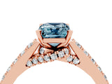 Rose gold Emerald Cut Diamond Solitaire Ring with Pavé Band and Prong Setting_4