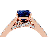 Rose gold Emerald Cut Diamond Solitaire Ring with Pavé Band and Prong Setting_4