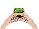 Rose gold Emerald Cut Diamond Solitaire Ring with Pavé Band and Prong Setting_4