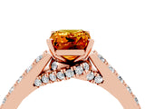 Rose gold Emerald Cut Diamond Solitaire Ring with Pavé Band and Prong Setting_4