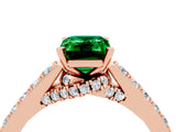 Rose gold Emerald Cut Diamond Solitaire Ring with Pavé Band and Prong Setting_4
